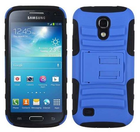 Protector Mixto Samsung Galaxy S4 Mini Azul Con Pie